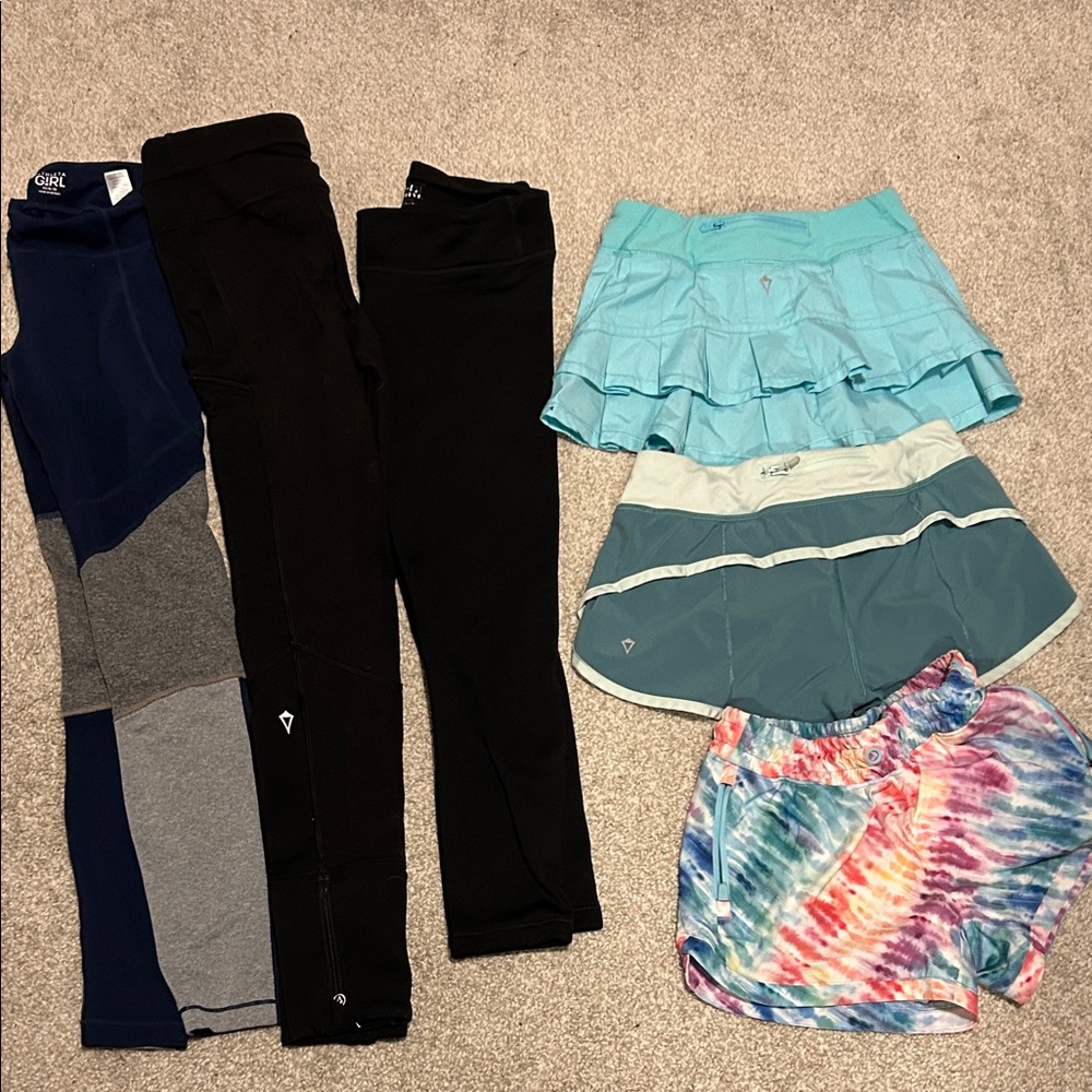 Athleta Kids Leggings and Shorts Set - Black, Blue, Orange